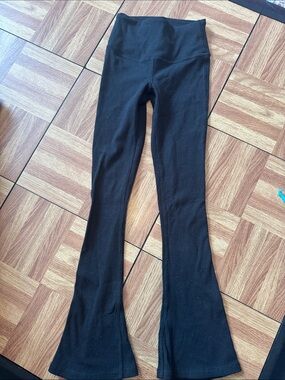 Tiger Friday Ribbed Black Flared Leggings